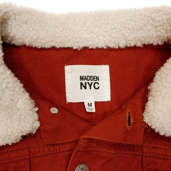 Madden NYC Crop Jacket Womens M Burnt Orange Cotton Button Front Elastic Hem - Picture 5 of 6